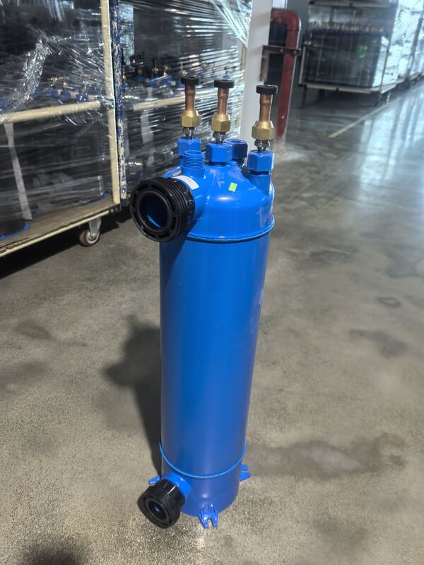 Yatay havuz ısı değiştiricisi MHTA-1.5, havuz ısıtma sistemleri için TA1 Titanyum tüpü ve PVC kabuk yapısı içinde dayanıklı tüpü içeren