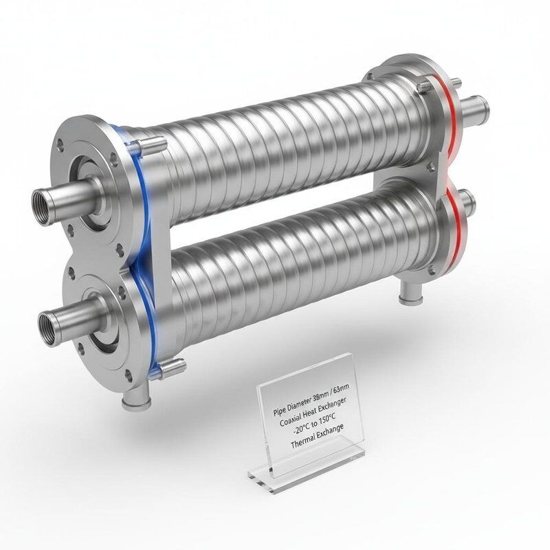 Yüksek korozyon direnci ve 38mm/63mm boru çapı için spiral bükme boru yapısı ile koaksiyel ısı değiştiricisi